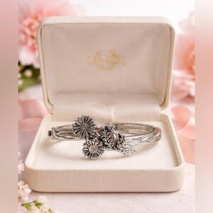 Lenox Flower of the Month Hinged Bracelet April Diamond Daisy Rhinestone Sliver